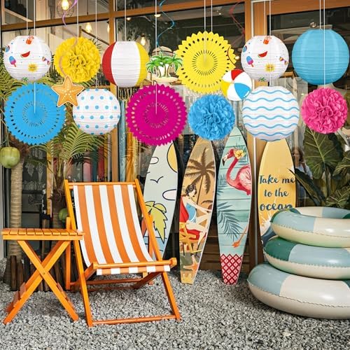 Renbuzhu 15Pcs Beach Party Decorations Pool Luau Summer Decor Set - Image 4