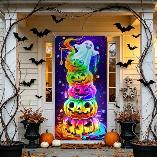 35.4" x 70.8" Halloween Door Cover, Haunted House Front Door Decor - Image 7
