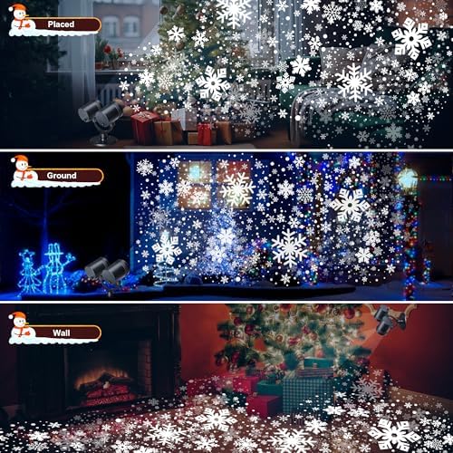 Toodour Snowflake Christmas Projector Lights Outdoor, Double Head Dynamic Snowflake Projector Lights with Timer, Waterproof Holiday Decorative Lighting- Christmas Light for Yard Wall Indoor Xmas Decor - Image 2