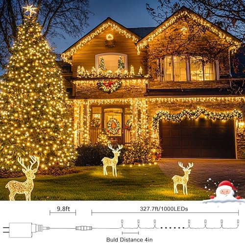 JMEXSUSS 1000LED Green Wire String Lights Warm White (Pack of 2) - Image 2