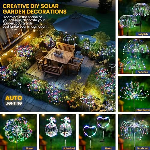 GIGALUMI 4 Pack Solar Firework Lights Outdoor, Garden Decor, Multicolored - Image 4