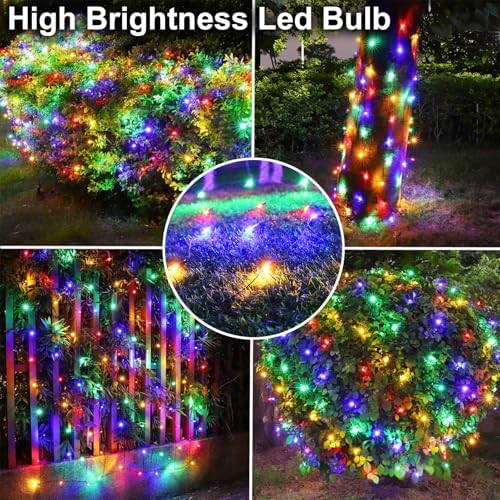 Solar Christmas Net Lights Outdoor-208Led 9.9x6.6Ft Multicolor - Image 2
