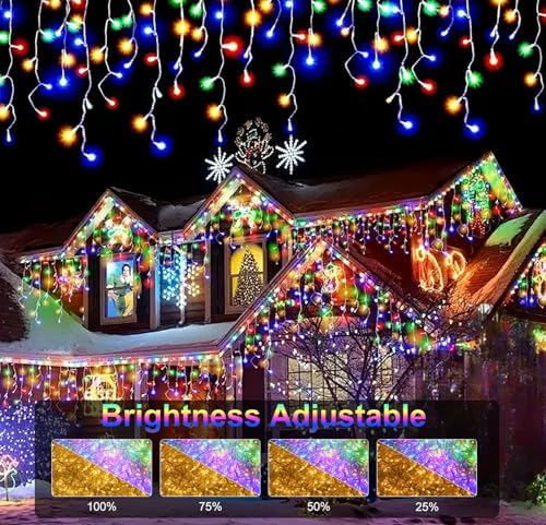 LED Icicle Lights for Outdoor Christmas Decorations,32.8Ft 400 LEDs Color Changing Christmas Fairy Light,APP & Remote Control,17 Lighting Modes,Plug in RGB hanging Curtain Lights for Xmas Party - Image 3