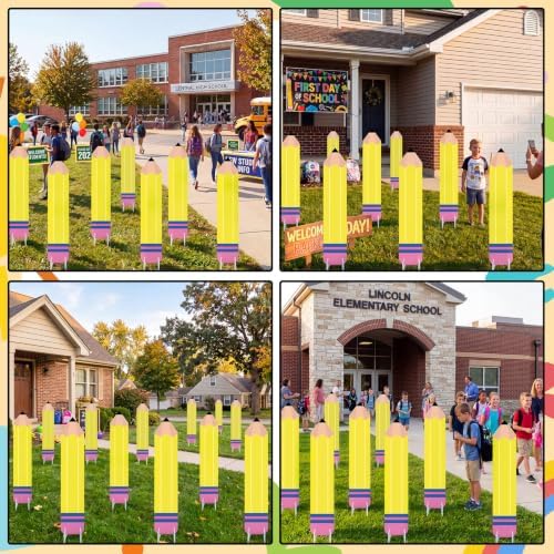 Thyle 6 Pcs 35.4'' Large Back to School Yard Signs Pencil Cutout Decor - Image 6
