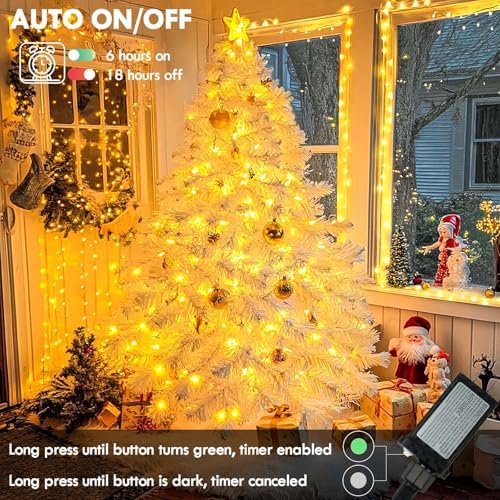 180FT 500LED Extra-Long String Lights Indoor Outdoor Clear Wire, Warm White Christmas String Lights, Plug in Twinkle Fairy Light With Timer and Memory For Wedding Patio Tree Yard Christmas Decorations - Image 6