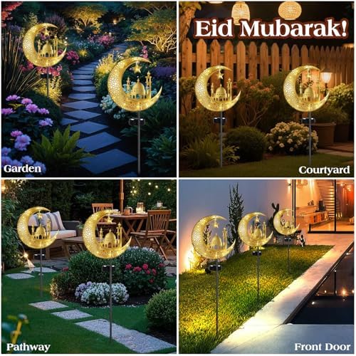 Lewondr 2Pcs Ramadan Solar Lights, Ramadan Decorations Outdoor - Image 7