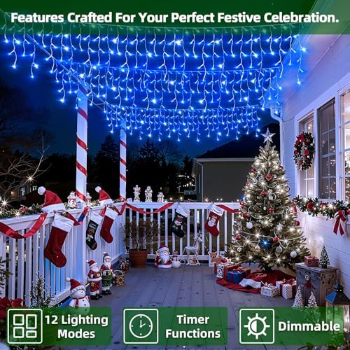 1332 LED 132FT Christmas Lights,296 Drops Icicle Lights with 12 Modes - Image 3