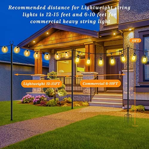 Mutovlin 8 Pack String Light Poles,10 Ft Light Poles for Outside String Lights,Outdoor Lights Pole with Fork,Metal Poles Stand for Patio Deck Backyard - Image 6