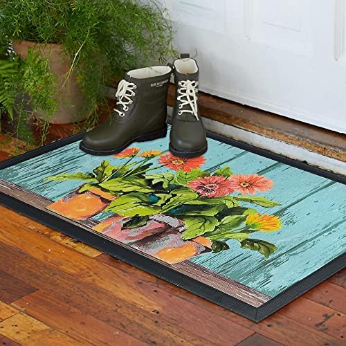 Spring Doormat, 17 x 30 Inch, Non-Slip Washable Outdoor Rug for Indoor Outdoor Home Decorations, Floral Design - Image 4