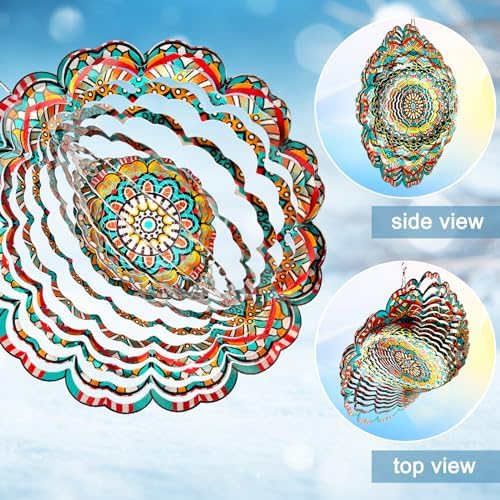 Metal Wind Spinner, Lucky Star Mandala Wind Spinners - Image 4