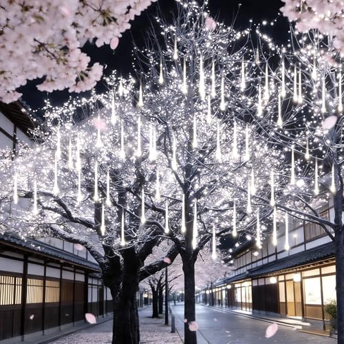 2-Pack 16 Tubes 12 Inch Meteor Shower Lights Outdoor Solar Powered LED String Light, IP65 Waterproof, Halloween Christmas Tree Garden Patio Wedding Party Holiday Decorations by ThelightofBuroraix