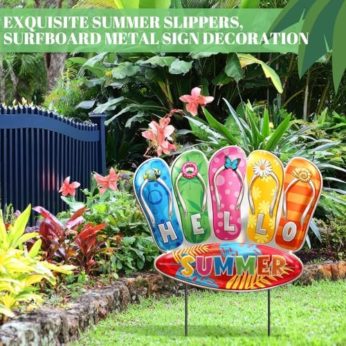 RattanView 1 Pcs Summer Yard Sign Metal Outdoor Yard Decoration with Stakes Waterproof Garden Lawn Stake Sign Decoration for Patio Lawn Walkway Courtyard Party Decor - Image 6