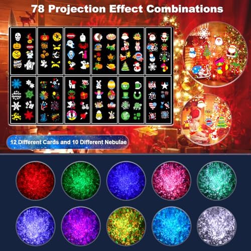 8-Pattern Christmas Projector Lights Outdoor 2-in-1, Holiday Projector Lights Outdoor 26 Effects (Projection Card +3D Ocean Wave) with Timer, Halloween Christmas Decorations Lighting for Party Decor - Image 3