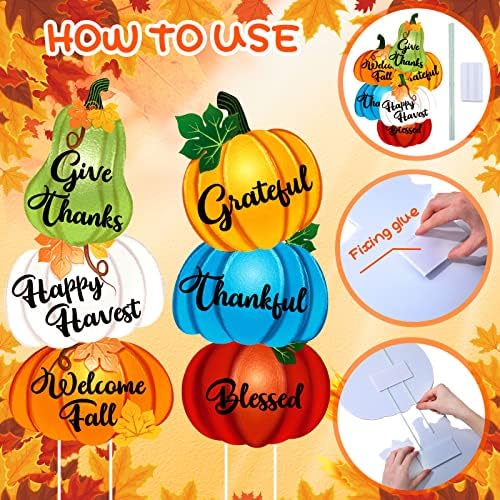 Vicenpal 6 Pcs Fall Pumpkin Yard Stakes Thanksgiving Harvest Lawn Sign - Image 4