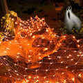 LJLNION Halloween Net Lights, 360 LED 12ft x 5ft Connectable Mesh Fairy String Lights,8 Modes Low Voltage Safe Adaptor for Xmas Trees, Bushes, Wedding, Outdoor Garden Decorations, Orange by LJLNION