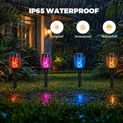 8 Pack Solar Pathway Lights Outdoor, Solar Torches Lights Holiday Decor - Image 3