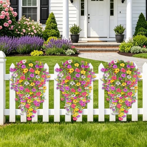 TURNMEON 4PCS Artificial Flowers for Outdoors Summer Decor, UV Resistant No Fade Fake Hanging Flowers Faux Plants Realistic Silk Flower for Outside Gardens Planter Porch Patio Yard Home Indoor Decor - Image 3