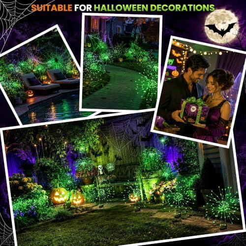 PEVOROS Solar Firework Fairy Garden Lights Outdoor, Green, 6 Pack - Image 4