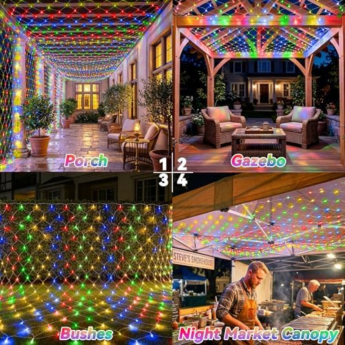 LitHome 13 x 13FT Christmas Net Lights Outdoor Mesh Lights Connectable - Image 7