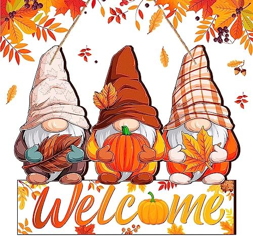 Panelee Fall Welcome Sign Fall Gnome Sign for Door by Panelee