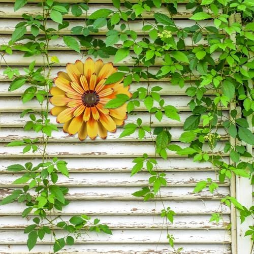 YEAHOME 16'' Metal Flower Wall Decor - Sunflower Wall Art Decorations Hanging for Bedroom, Living Room, Bathroom Boho Office - Image 6