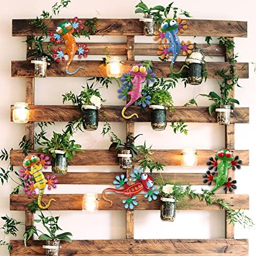 hogardeck Metal Gecko Outdoor Wall Decor, 6 Pack Lizard Wall Art Garden Sculptures & Statues with Free-Adjustable Head Outdoor Spring Decor for Front Yard Fence Patio - Image 7