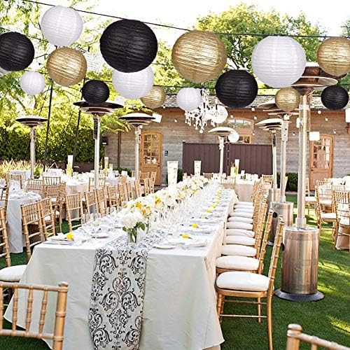 Round Hanging Paper Lanterns Black and Gold Party Decorations 15pcs - Image 4