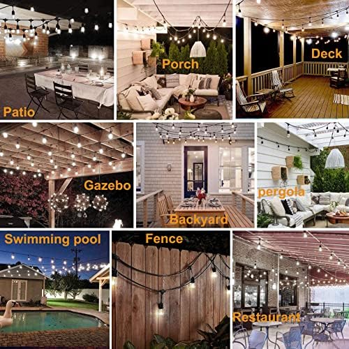 120FT Outdoor String Lights Waterproof with 40 Shatterproof Edison Bulbs - Image 4