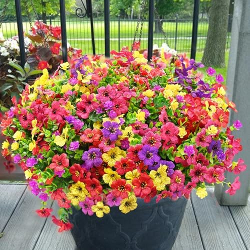 Yastouay Artificial Flowers for Outdoors, 36 Bundles Realistic Fake Flowers by Yastouay