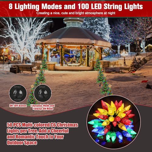 Solar Christmas Trees Lights Outdoor, Solar Powered Xmas Tree Stake Outside - Image 4