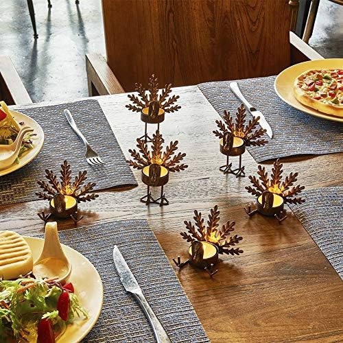 FORUP 6 Pack Metal Turkey Tea Light Candle Holders, Thanksgiving Candle Holder, Thanksgiving Home Table Decoration - Image 6