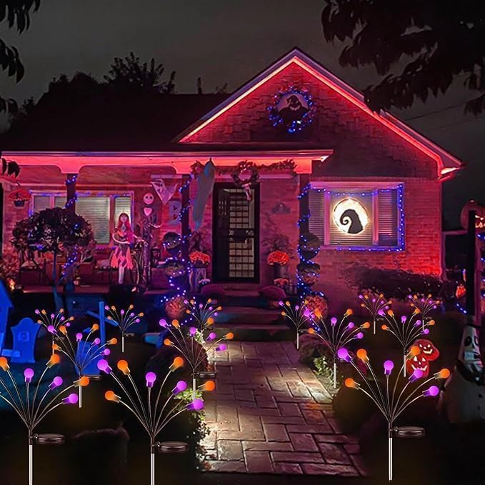OZS 6Pack 48LED Solar Firefly Halloween Lights Outdoor for Party Decor - Image 5