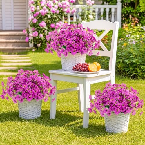 12 Bundles Purple Artificial Flowers for Outdoors, UV Resistant Faux Plants - Image 6
