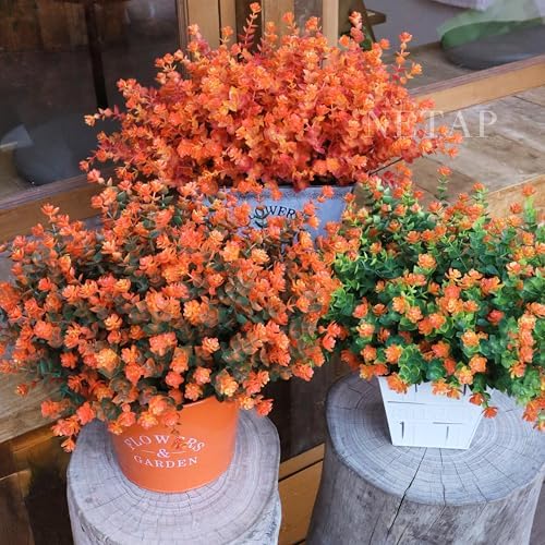 NETAP Outdoor Artificial Flowers UV Resistant, 20 Bundles Fake Realistic Floral Greenery Plants for Outside Porch, Window Boxes, Garden, Yard, Inside Home Table Decor,RedOrange - Image 5