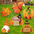 Thanksgiving Yard Signs Stakes - 6PCS Fall Outdoor Decorations - Maple, Squirrel, Turkey, Gnome, Pumpkin Corrugated Lawn Signs for Outside by OuMuaMua