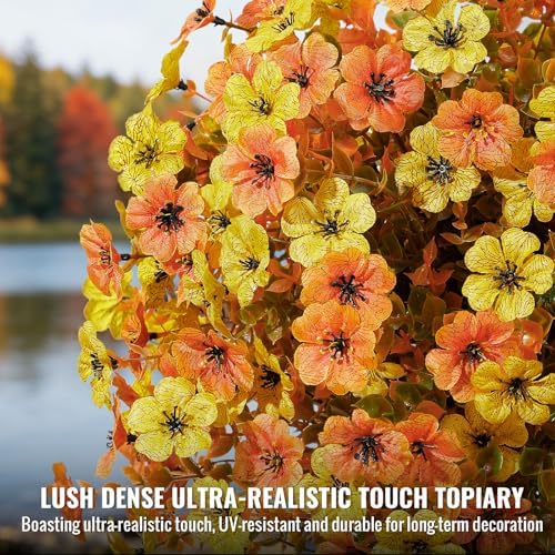 Alupssuc 4Pcs 20" UV Resistant Artificial Fall Ball Flowers for Outdoors - Image 4