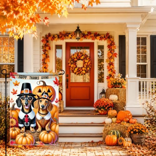 BlissYard Thanksgiving Dachshund Dogs Garden Flag Pumpkin 12x18 Inch Decor - Image 6