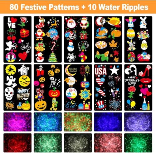 Brighter Halloween Projector Lights, 2026 Upgraded Halloween Decorations Holiday Projector Display 8 Patterns at A Time (Ocean Wave & Patterns), 8 Holiday Themes Christmas’ Day Decor Light - Image 2