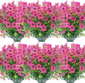 XEOLIAN 12 Bundles Artificial Flowers Outdoor UV Resistant Fake Plastic Plants Indoor Outside Hanging Plants Garden Porch Window Box Home Wedding Farmhouse Festive Shrub Decor (Rose Red) by XEOLIAN