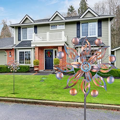 VEWOGARDEN 2PCS Metal Wind Spinners, Waterproof Wind Sculptures & Spinners Small Garden Art Outdoor Wind Spinner Kinetic Wind Spinner for Yard and Lawn - Image 2