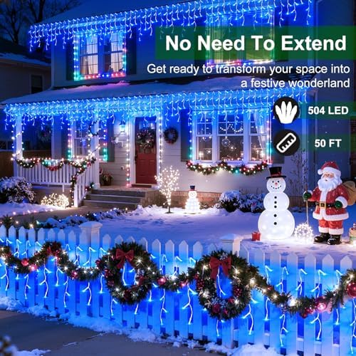 504 LED 50FT Christmas Lights, 112 Drops Icicle Lights with 12 Modes - Image 2
