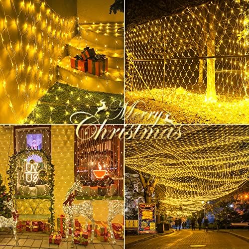 HEYFUNi 192 LED Christmas Net Lights Plug in, 9.8FT x 6.6FT Warm White - Image 6