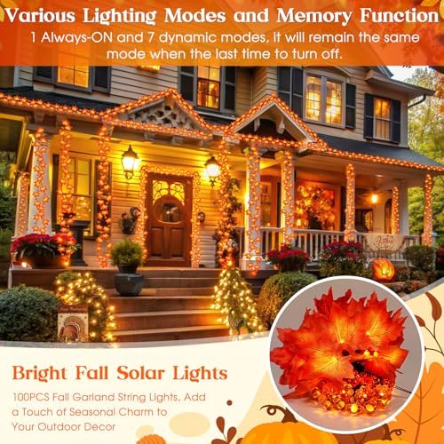 Fall Solar Lights Outdoor Decorative Thanksgiving Decoration String Garland - Image 4