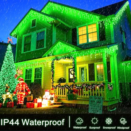 Icicle Lights for Outside 33FT 400 LED Green Christmas Lights - Image 4