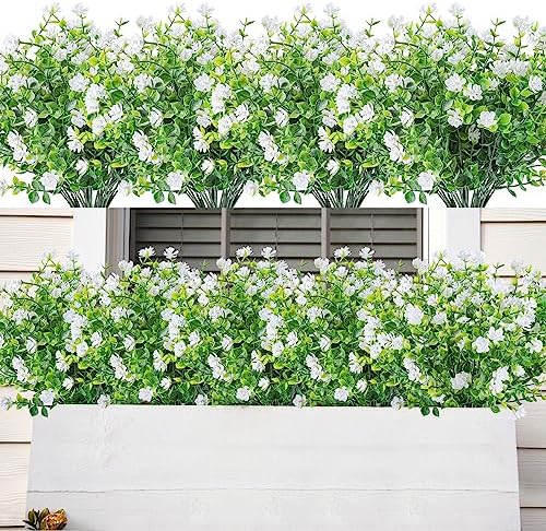 AmyHomie 20 PCS Artificial Flowers for Outdoors, UV Resistant Fake Plants by AmyHomie