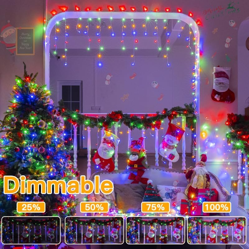 Ollny Icicle Lights for Outside 504LED 41FT, Multicolor Christmas Light with Remote 8Modes Timers Waterproof, Plug in Connectable Hanging Lights for Outdoor Indoor House Roof Holiday - Image 6