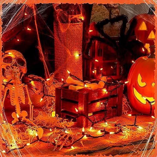 woohaha Orange Halloween Lights,25FT 100Count Halloween Mini String Lights - Image 4