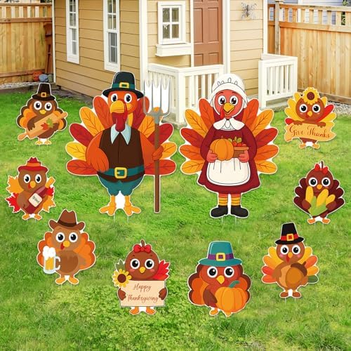 10PCS 20x12Inch Thanksgiving Yard Signs with Stakes Outdoor Turkey Decorations Waterproof Thanksgiving Lawn Decor for Garden Porch Farmhouse Party - Image 6
