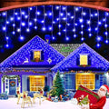 XURISEN 66ft 640 LED Christmas Lights Outdoor with 120 Drops, 8 Modes Curtain Fairy Lights Plug in Waterproof Timer Memory Function String Lights for Christmas Holiday Wedding Party Decor(Blue) by XURISEN