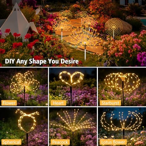 echosari Solar Garden Lights 6 Pack 720 LED Timer(Warm White) - Image 2